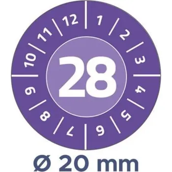 Samolepící etiketa Avery Zweckform 6943-2028 Odolné revizní štítky Ø 20 mm, 120 ks, fialové
