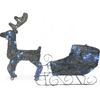 Vánoční dekorace Light Irridiance 3D vánoční LED světelná dekorace - Sob se saněmi (20 cm) stříbrná