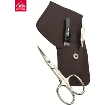 Malá kvalitní manikúra sada 3 díly v koženém pouzdře 9010 tmavě hnědá, Erbe Solingen