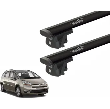 Příčník na automobil Střešní nosič HAKR pro CITROËN C4 Grand Picasso 2008 - 2013 s podélníky, Wing Profile Black