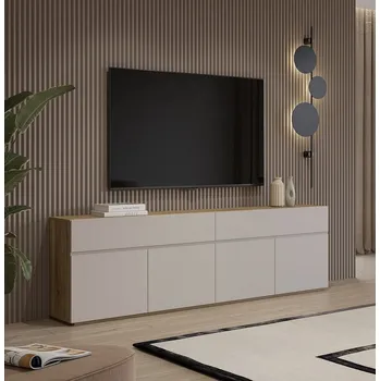 Komoda Prostorná komoda Criss – dub mauvella, kašmírová dvířka a 2 široké šuplíky