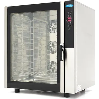 konvektomat Kombinovaná parní Trouba – vhodná pro 10 Zásobníky (1/1 GN / 60 x 40 cm) – Digitální Displej – 400V