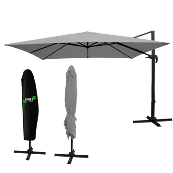 Slunečník ZAHRADNÍ SLUTEČNÍK 'MINI ROMA' 2,5 x 2,5 M ŠEDÝ S KRYTEM *5378