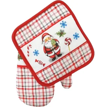 Chňapka Sada chňapka s podložkou Santa káro