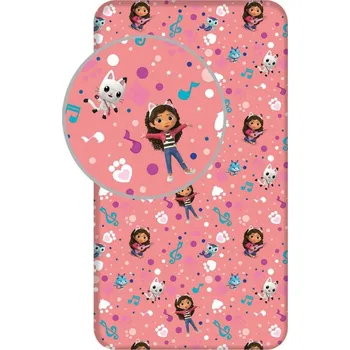 Prostěradlo Dětské bavlněné prostěradlo s potiskem 90x200 Gabbys Dollhouse