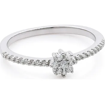 Prsten Stříbrný prsten s květinovým motivem – jemný prsten osazený čirými zirkony - ve velikostech 48, 51 51