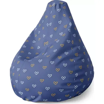 Sedací pytel Sablio Sedací vak Pear Srdíčka na modré: 140 x 100 x 25 cm