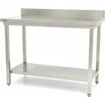 Nerezový stůl se zadní deskou – 120 x 60 cm – nastavitelná výška