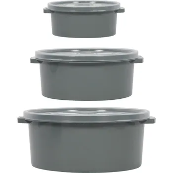 Dóza na potraviny EH Excellent Houseware Mikrovlnné nádoby na potraviny, kulaté, 3 různé velikosti, šedé