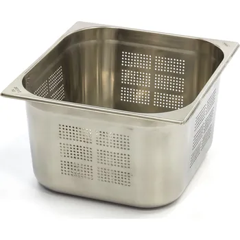 Dóza na potraviny Gastronádoba 2/3 GN – perforovaná – hloubka 20 cm – 32,5 x 35,4 cm – nerezová ocel