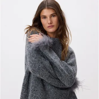 Dámský svetr Reserved - Svetr s ozdobným prvkem - středně šedá - 278HI-85M - 278HI-85M-S