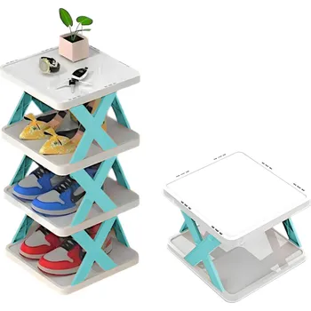 Skladací stojan na topánky - Modrá / 4 úrovne