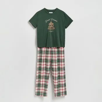 Dámský kabát Reserved - Flanelová pyžama v kostičku - zelená - 963EX-77X - 963EX-77X-XXL