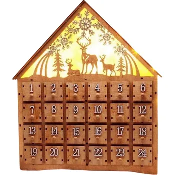Vánoční dekorace Light Irridiance adventní kalendář 37x30 cm dřevo
