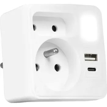 Dětské svítidlo Rozbočovací zásuvka 2Z + USB-C + USB-A s LED osvětlením 0,5W/230V 3000K