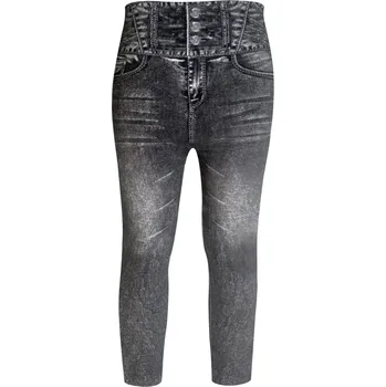 Dámské legíny GREENICE Stahovací džínové termo legíny JMK007C Barva: Černá, Velikost: L/XL