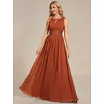 Maxi dlouhé šifonové šaty pro družičky Barva: Oranžová, Velikost: 4XL