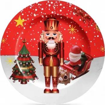 Jednorázové nádobí Vánoční plastový talíř - Louskáček (31,5 cm)
