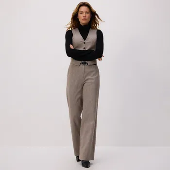 Reserved - Kalhoty s páskem - kávová - 661GA-84X - 661GA-84X-XL