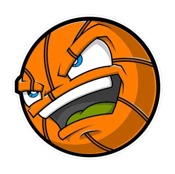 Samolepicí dekorace na vozidlo Barevný míč 003 levá basketbal s obličejem (10 x 9,7) SAMOLEPKA NA AUTO, NÁLEPKA, FÓLIE, POLEP, TUNING, VLASTNÍ TEXT, TISK, AUTOSAMOLEPKY.cz, POLEPY, OBRÁZEK, LOGO, 3D STICKERS