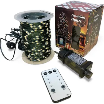 Vánoční dekorace Venkovní vánoční mikro LED řetěz na dálkové ovládání s časovačem 100 m (1000 LED) Osvětlení: Studená bílá