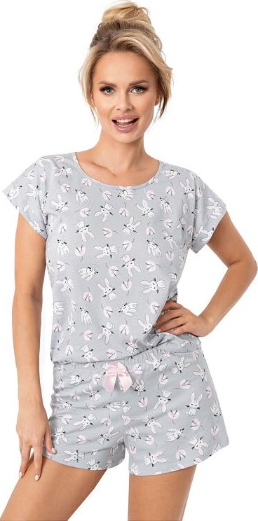 Dámské bavlněné pyžamo Bunny krátké šedé M