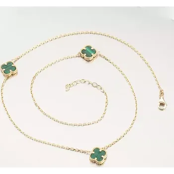 Náhrdelník Dámský náhrdelník žluté zlato 585 čtyřlístek 15R-059 délka 45 cm