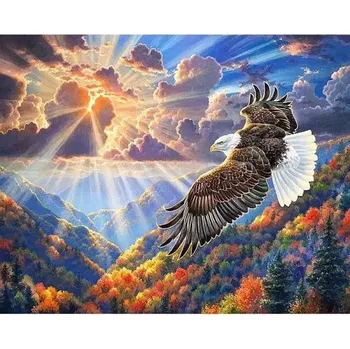 Diamantové malování Diamantový obrázek - Orel nad horami 30x40cm