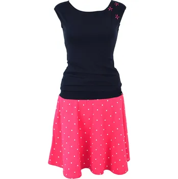 Dámské šaty Půlkolové šaty s nápletem - růžové s kvítky Velikost: M