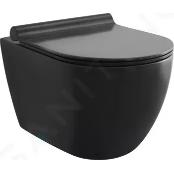 Klozet kielle Gaia Závěsné WC se sedátkem SoftClose, Rimless, matná černá, 30115040 - 2. jakost