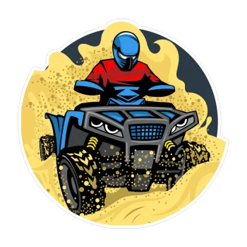 Polep vozidla Barevná čtyřkolka 004 pravá zvířený písek (5 x 5) SAMOLEPKA NA AUTO, NÁLEPKA, FÓLIE, POLEP, TUNING, VLASTNÍ TEXT, TISK, AUTOSAMOLEPKY.cz, POLEPY, OBRÁZEK, LOGO, 3D STICKERS