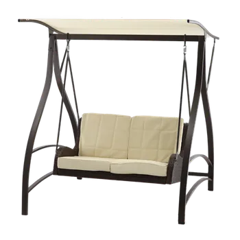 Zahradní houpačka ZAHRADNÍ HOUPAČKA Z TECHNORATTANU 166 x 130 x 170 CM HNĚDÁ PREMIUM *3132