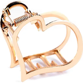 Skřipec do vlasů kovový srdce zlatá 1ks