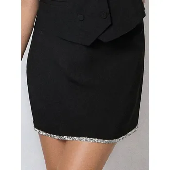 Dámská móda Sinsay - Mini sukně s&nbsp;flitry - černá - 217FJ-99X - 217FJ-99X-XL