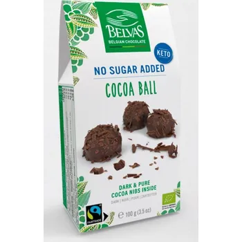 Čokoláda Belvas Kakaové lanýže s kousky kakaových bobů bez přidaného cukru 100g BIO