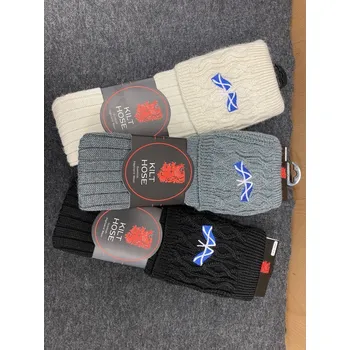 Pánské ponožky Gold Brothers Podkolenky Harris s výšivkou – skotské vlajky Barva: šedá, Velikost: 6-9