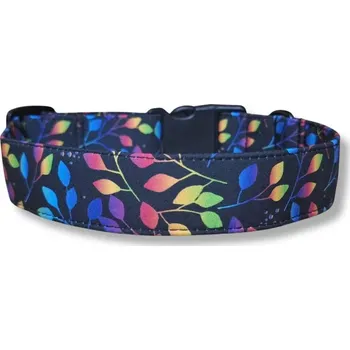 Obojek pro psa Softshellový obojek pro psa - DUHOVÉ LÍSTEČKY, XL, 3 cm
