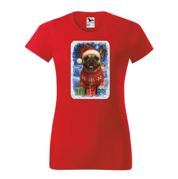 ON-DESIGN Vánoční tričko dámské Francouzský buldoček Velikost: 2XL, Barva: červená