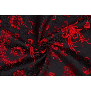 Brokát paví pera, červeno-černý, 1.25m, sartor.cz