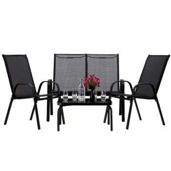 Zahradní sestava SADA ZAHRADNÍHO NÁBYTKU SE STOLEM - ČERNÁ*6397