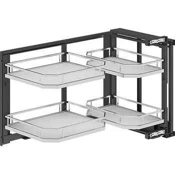 Nábytkové kování Wireli Slepý roh WIRELI Elegance s tl. dovřením - Pravý, 864-900x535x580mm, bílá, chrom