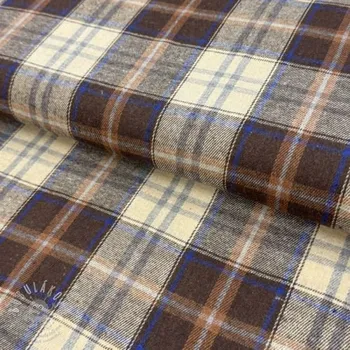 Bavlněná látka YARN DYED CHECK BRUSHED brown