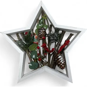 Vánoční ozdoba Dřevěná vánoční 3D dekorace - Hvězda (32 cm) Barva: Červená