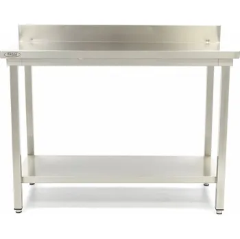 Dílenský stůl Nerezový stůl se zadní deskou – 120 x 70 cm – nastavitelná výška