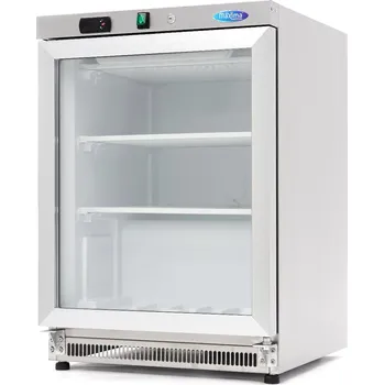 Mraznička – 200 l – nerezová ocel – se skleněnými dveřmi