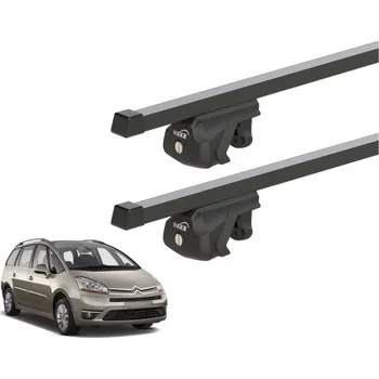 Příčník na automobil Střešní nosič HAKR pro CITROËN C4 Grand Picasso s podélníky - černá Fe tyč