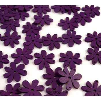 Dřevěný výsek - Kytička velká - fialová