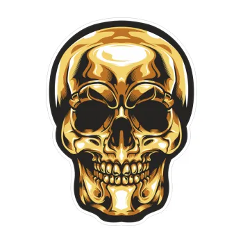 Polep vozidla SAMOLEPKA Barevná lebka 167 zlatá (21,8 x 30) NA AUTO, NÁLEPKA, FÓLIE, POLEP, TUNING, VLASTNÍ TEXT, TISK, AUTOSAMOLEPKY.cz, POLEPY, OBRÁZEK, LOGO, SAMOLEPKY