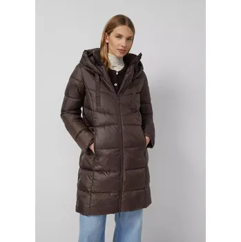 Dámské tričko s.Oliver zimní prošívaný kabát s kapucí tmavě hnědý Velikost: 34