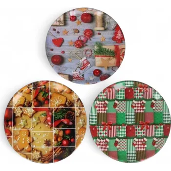 Jednorázové nádobí Vánoční plastový talíř (31,5 cm) Motiv: Šedý - ozdoby